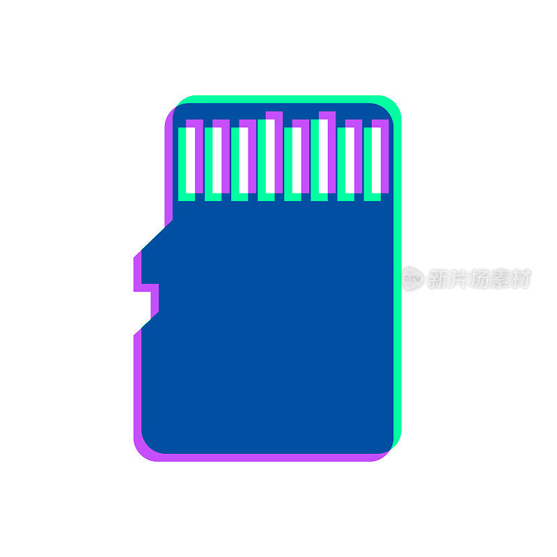 记忆卡- Micros SD。图标与两种颜色叠加在白色背景上